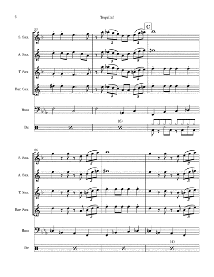 Tequila Saxophone Quartet scores gallery preview page 6