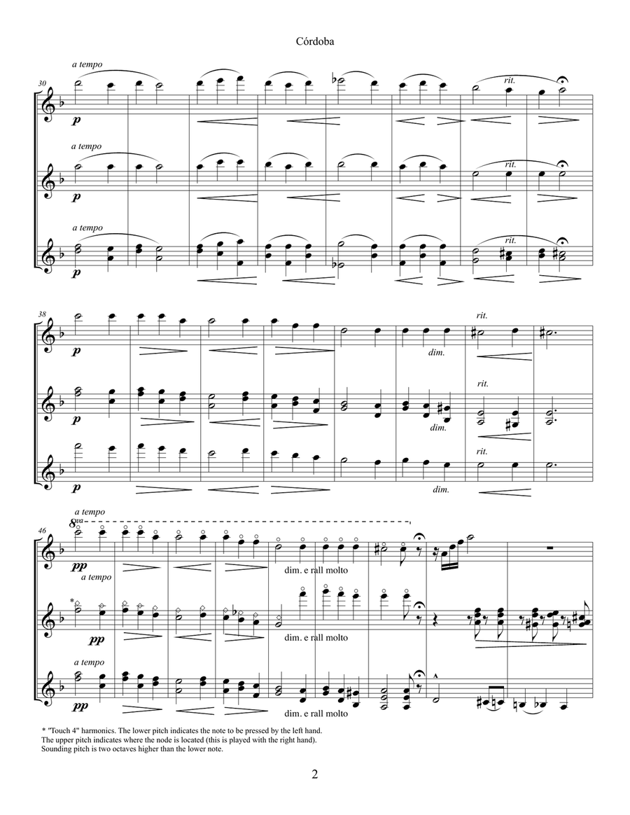 Córdoba by Isaac Albeniz, arranged for three guitars by Federico Bonacossa Small Ensemble scores gallery preview page 4