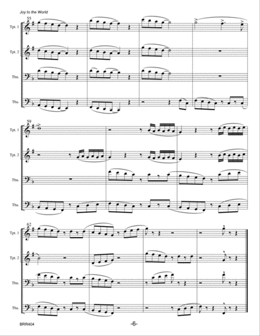 JOY TO THE WORLD - BRASS QUARTET (unaccompanied) Brass Quartet scores gallery preview page 6