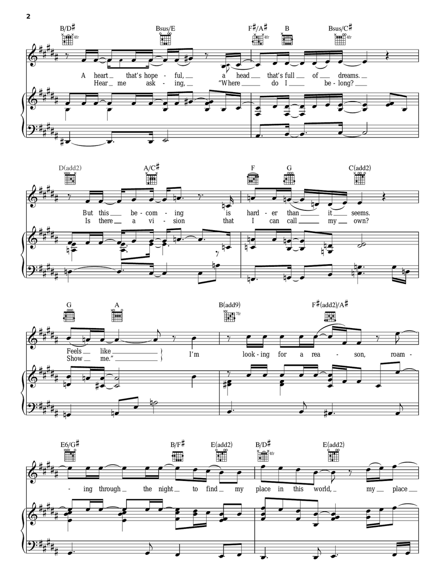 Place In This World Piano, Vocal, Guitar scores gallery preview page 2