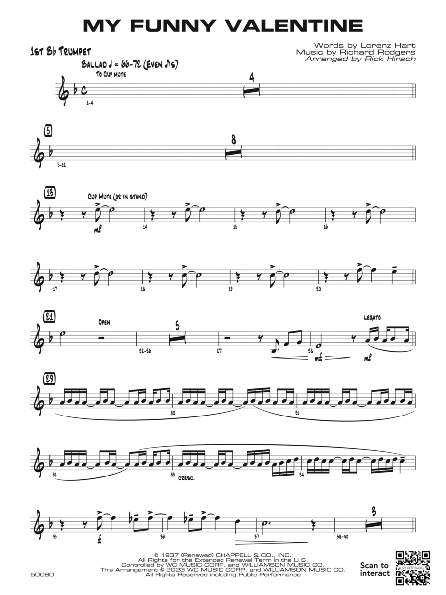 My Funny Valentine: 1st B-flat Trumpet Jazz Ensemble scores gallery preview page 1
