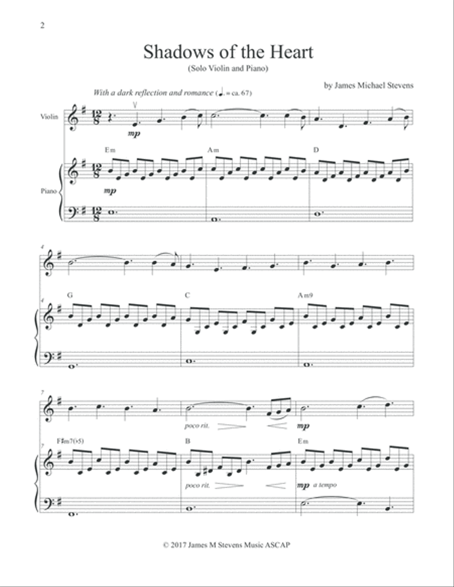 Shadows of the Heart - Violin & Piano Violin Solo scores gallery preview page 2
