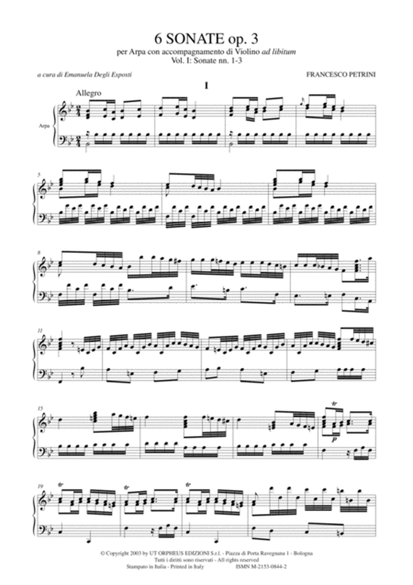 6 Sonatas Op. 3 for Harp with Violin ad libitum - Vol. 1: Sonatas Nos. 1-3