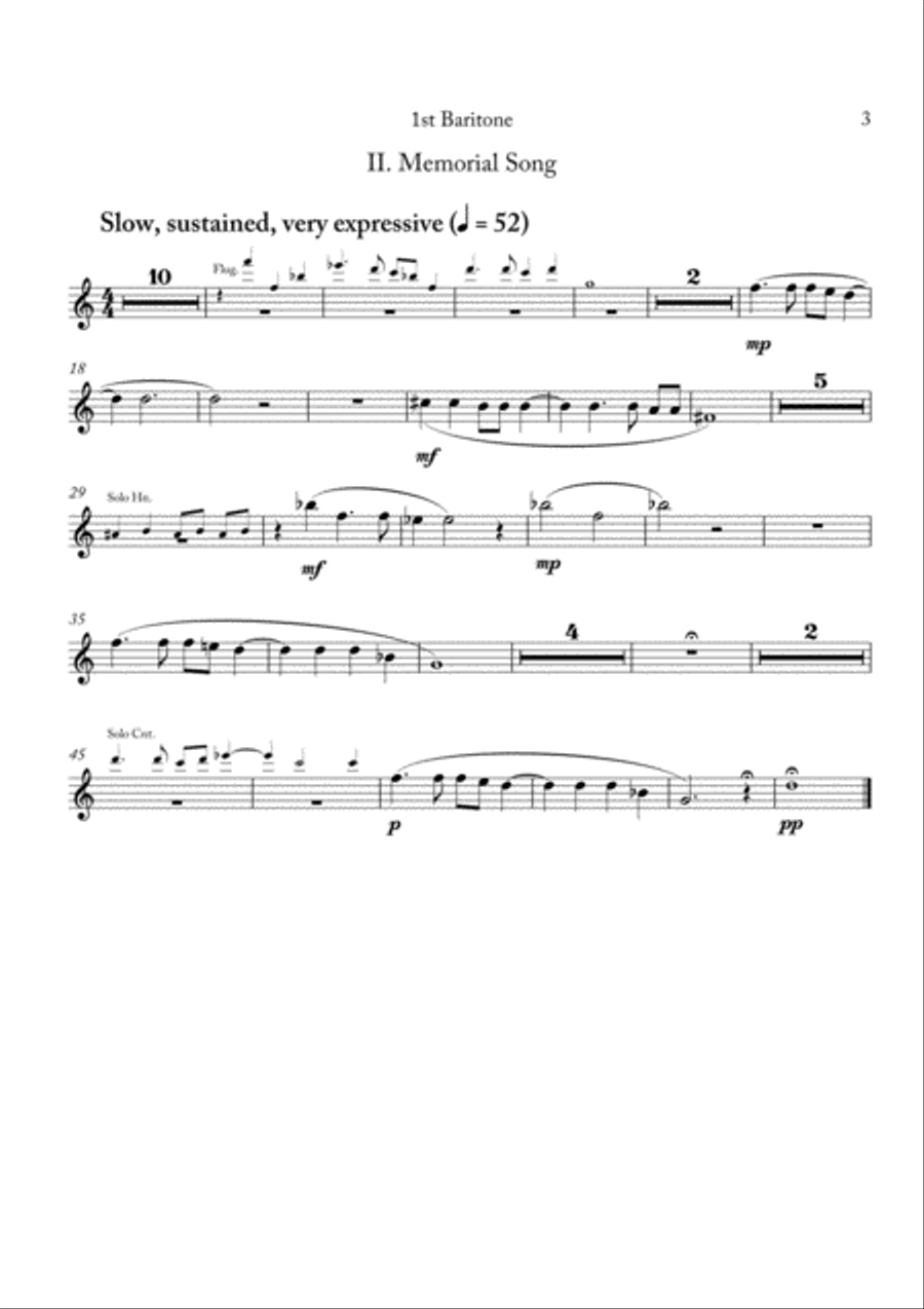 Carson Cooman: Pittsburgh Rhapsody (2008) for brass band, 1st baritone part Brass Band scores gallery preview page 3