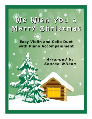 Book cover for We Wish You a Merry Christmas (Easy Violin and Cello Duet with Piano Accompaniment)