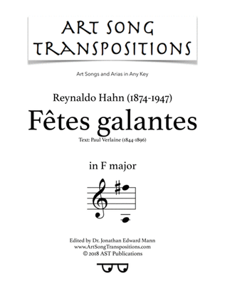 HAHN: Fêtes galantes (transposed to F major)