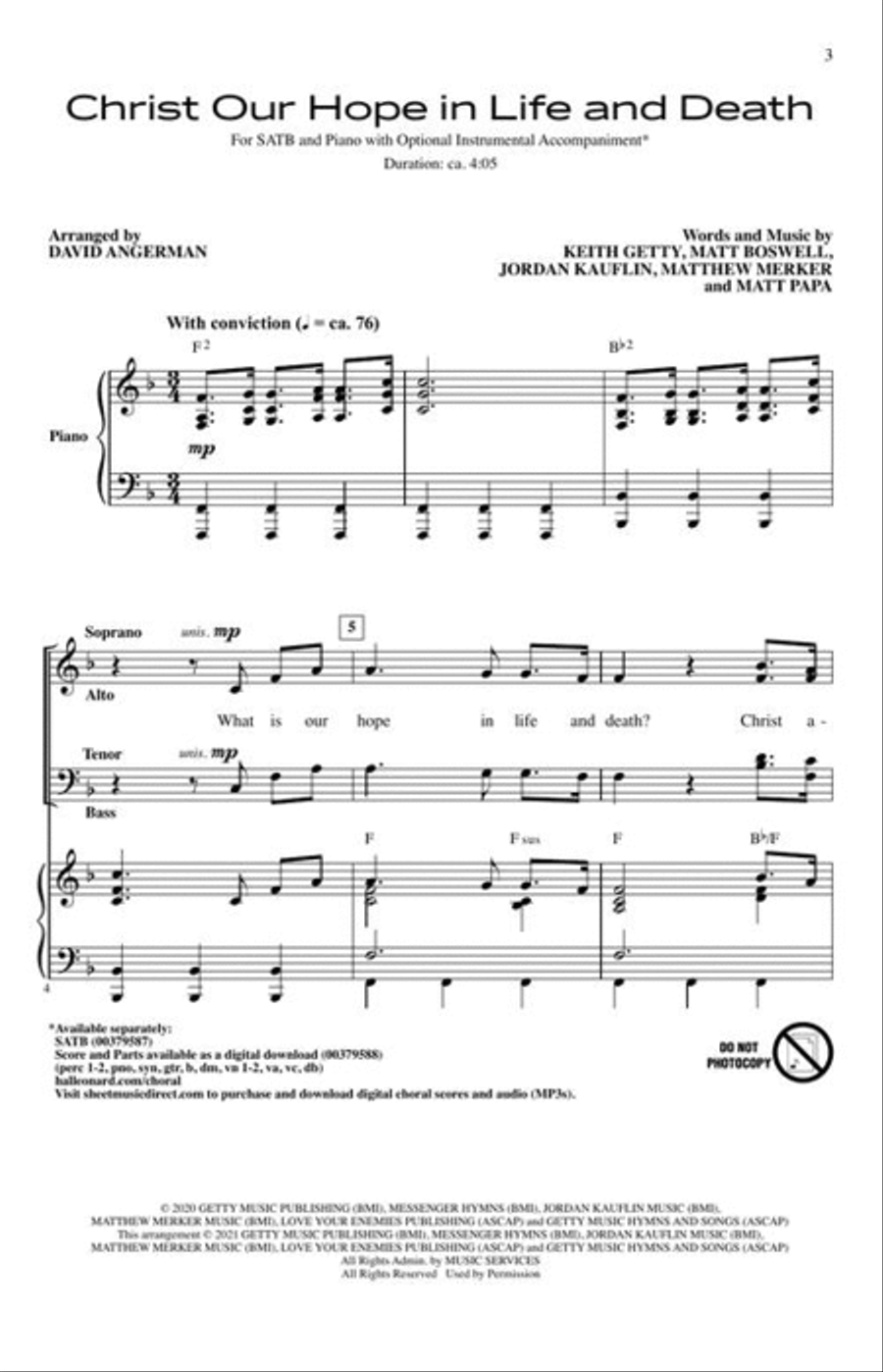 Christ Our Hope in Life and Death 4-Part scores gallery preview page 3
