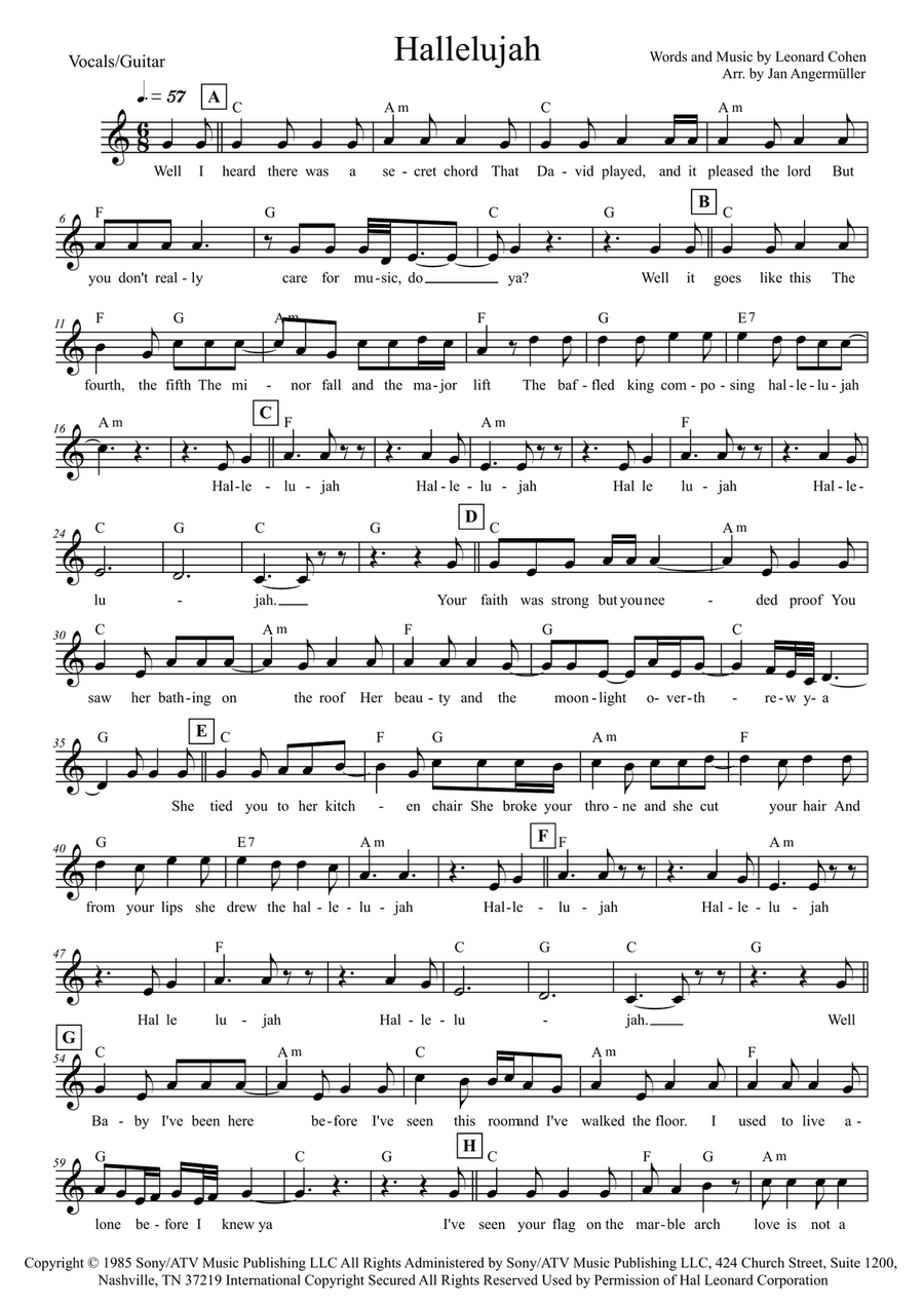 Hallelujah Hallelujah Piano scores gallery preview page 1