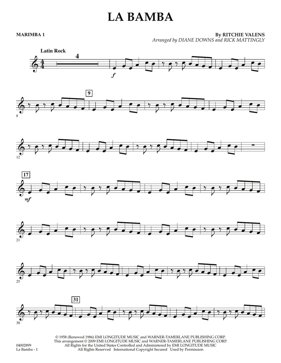 La Bamba - Marimba 1 La Bamba - Marimba 1 Concert Band scores gallery preview page 1