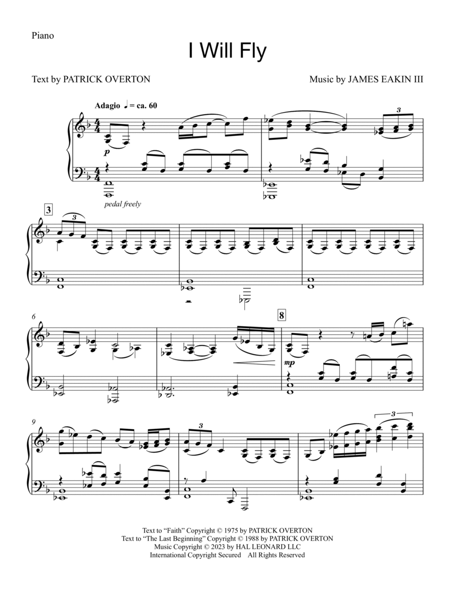 I Will Fly - Piano (SATB) 4-Part scores gallery preview page 1