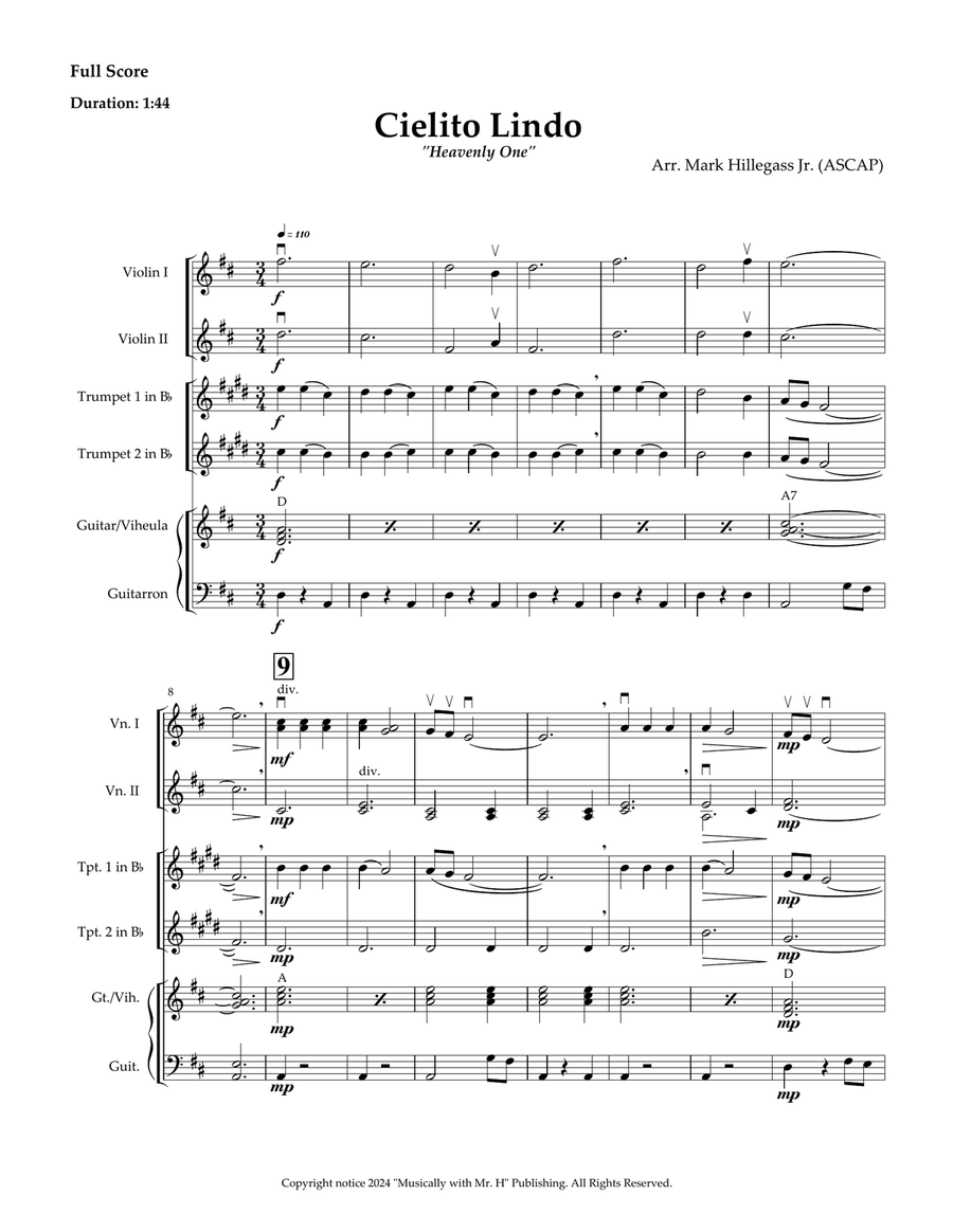 Cielito Lindo Cielito Lindo Mariachi Band scores gallery preview page 1