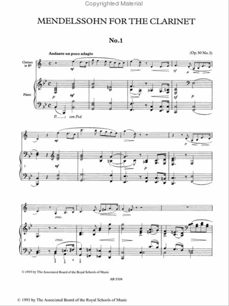 Mendelssohn for the Clarinet Clarinet Solo scores gallery preview page 2
