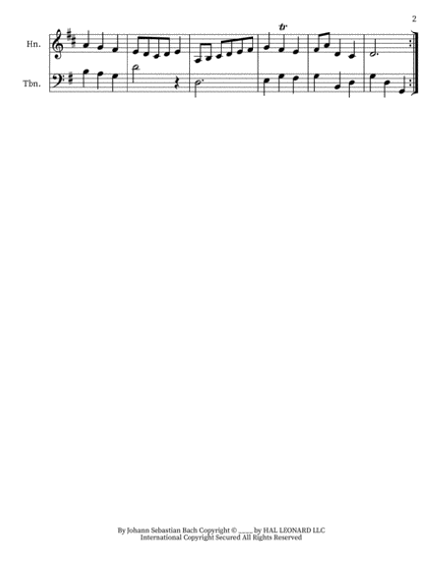 Minuet I In G Major Brass Duet scores gallery preview page 2
