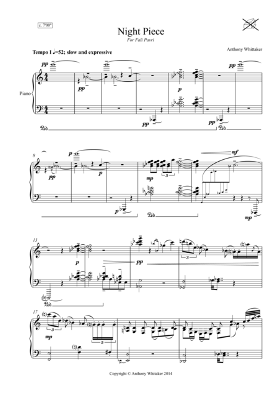 Night Piece Piano Solo scores gallery preview page 1