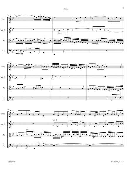 Bach: Fugue in g BWV 578 arr. for String Quartet. image number null