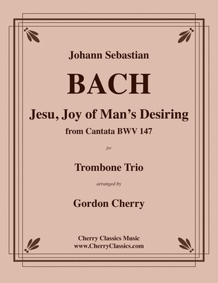 Book cover for Jesu, Joy of Man's Desiring for Trombone Trio
