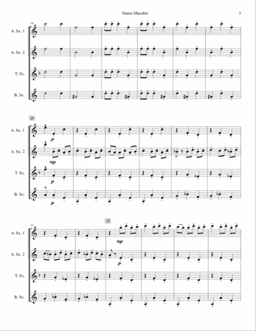 Danse Macabre for Saxophone Quartet (SATB or AATB) Danse Macabre for Saxophone Quartet (SATB or AATB) Saxophone Quartet scores gallery preview page 3