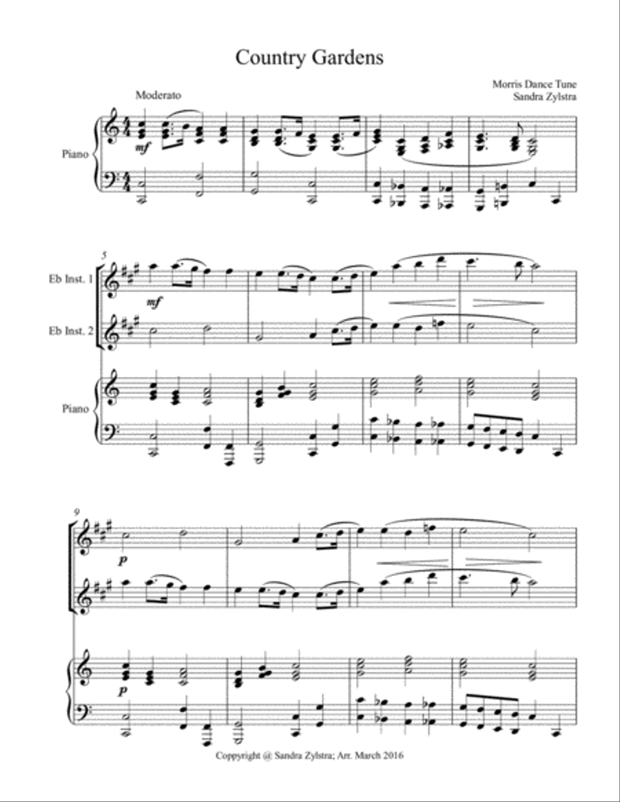 Country Gardens (treble Eb instrument duet) Woodwind Duet scores gallery preview page 2