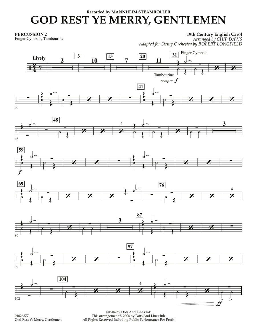 God Rest Ye Merry, Gentlemen - Percussion 2 Orchestra scores gallery preview page 1