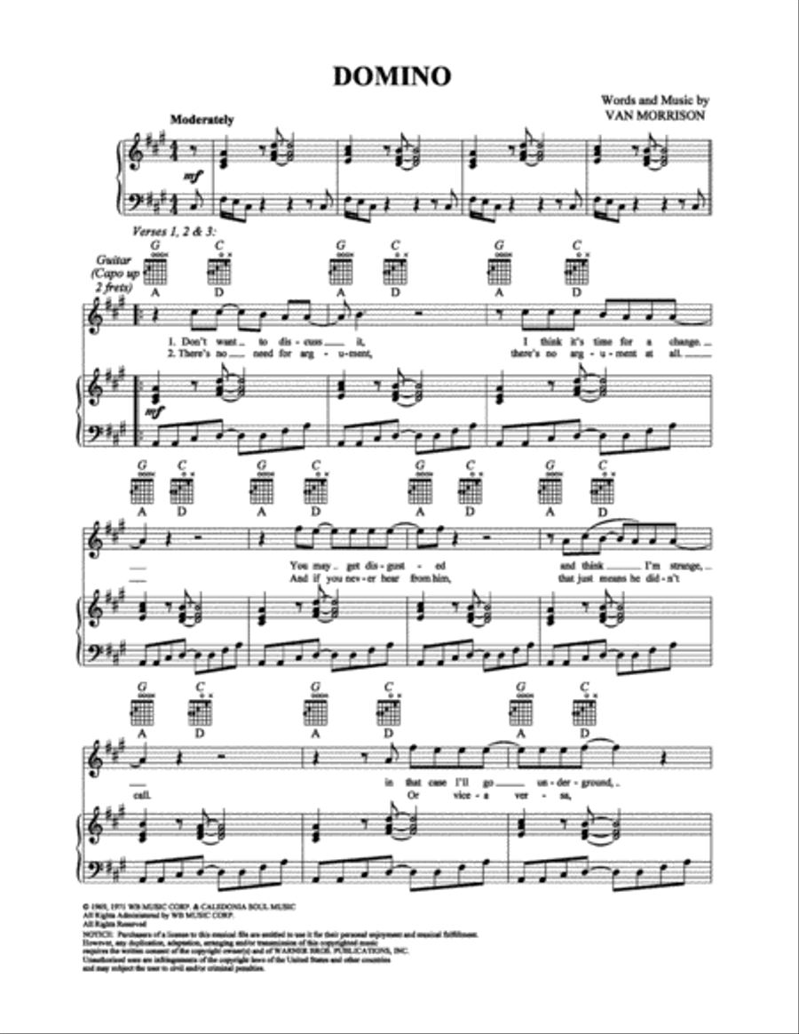 Domino Domino Piano, Vocal, Guitar scores gallery preview page 1