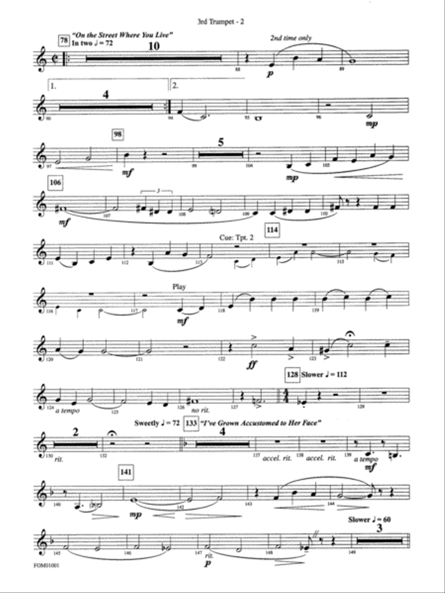 My Fair Lady (Medley): 3rd B-flat Trumpet Full Orchestra scores gallery preview page 2