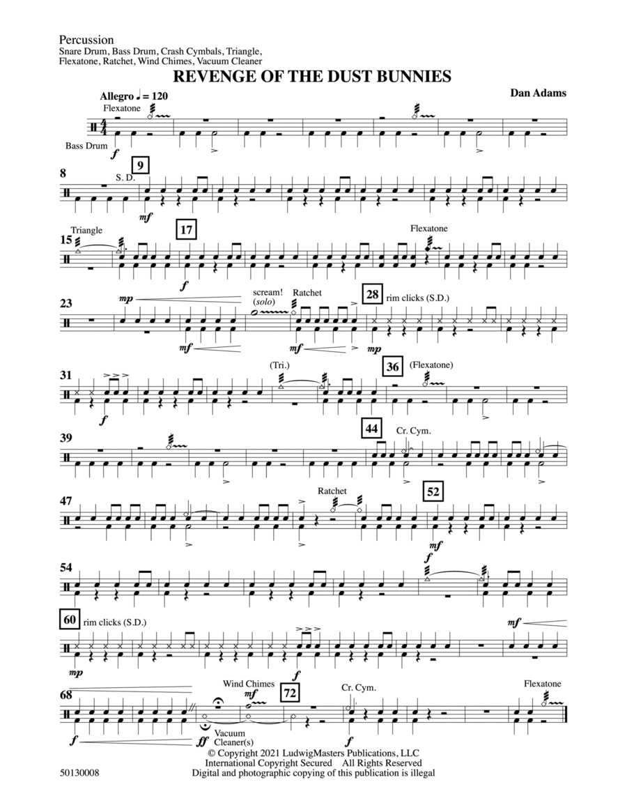 Revenge of the Dust Bunnies: Percussion 1 Concert Band scores gallery preview page 1