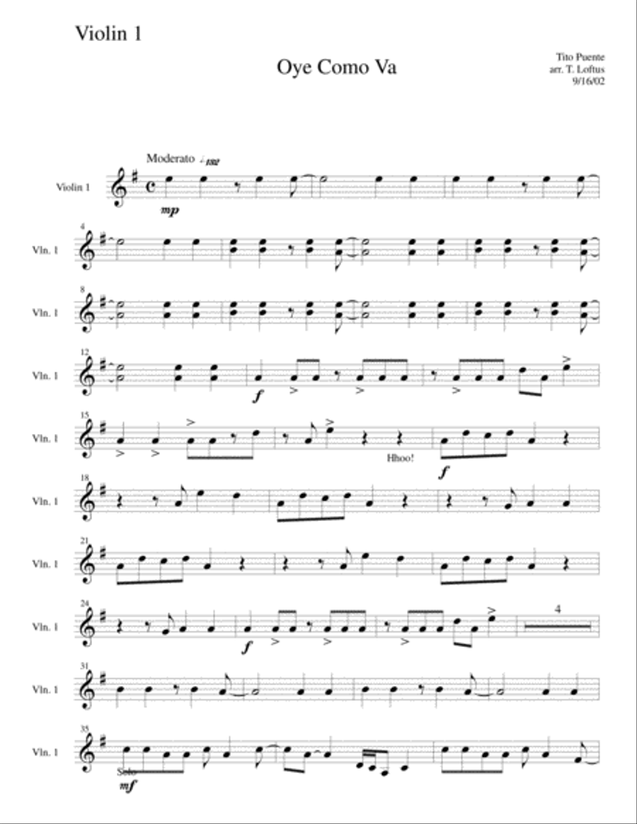 Oye Como Va String Quartet scores gallery preview page 5