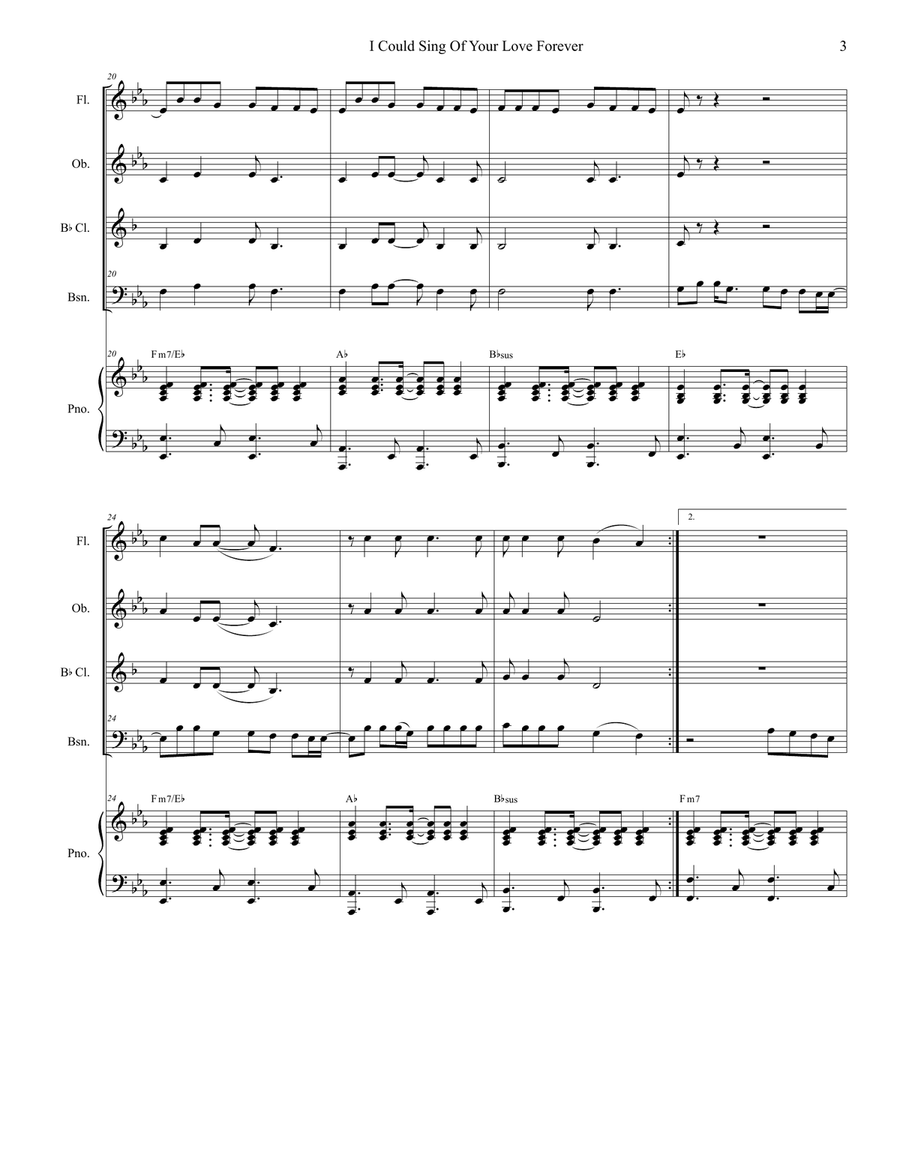 I Could Sing Of Your Love Forever Woodwind Quartet scores gallery preview page 3