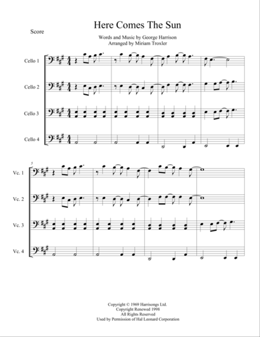 Here Comes The Sun Here Comes The Sun Cello scores gallery preview page 2