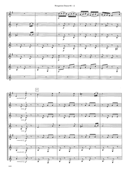 Hungarian Dance #5 by Johannes Brahms Bass Clarinet - Sheet Music