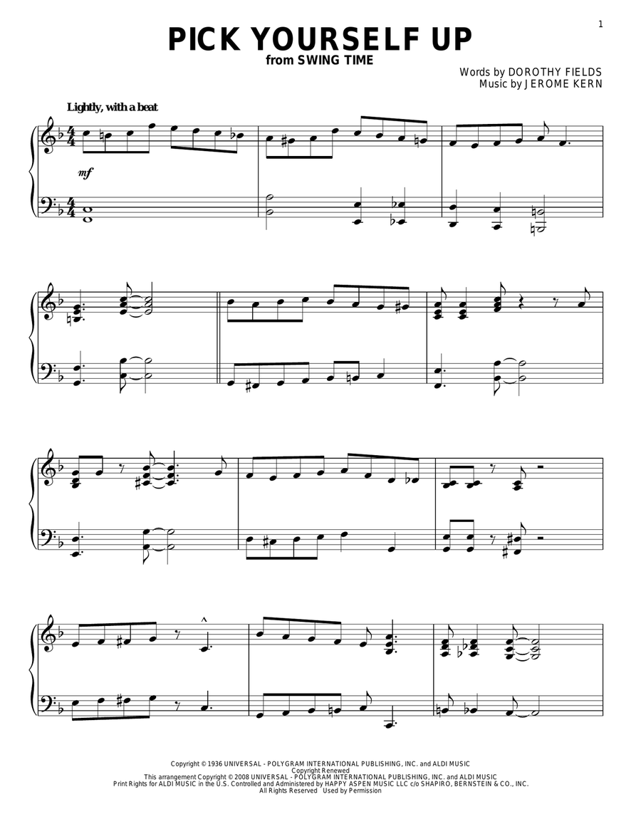 Pick Yourself Up Piano Solo scores gallery preview page 1