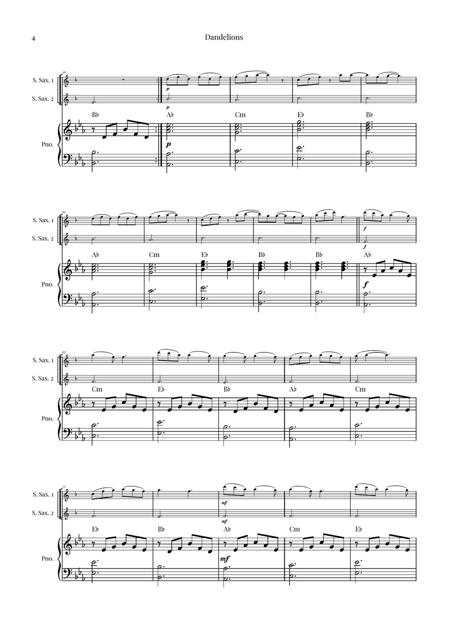Dandelions Woodwind Duet scores gallery preview page 4