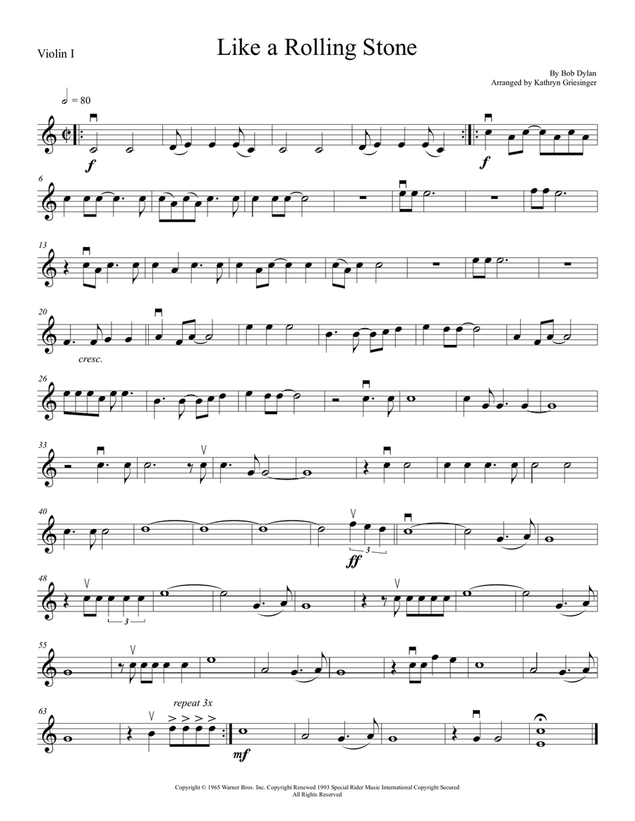 Like A Rolling Stone String Quartet scores gallery preview page 1
