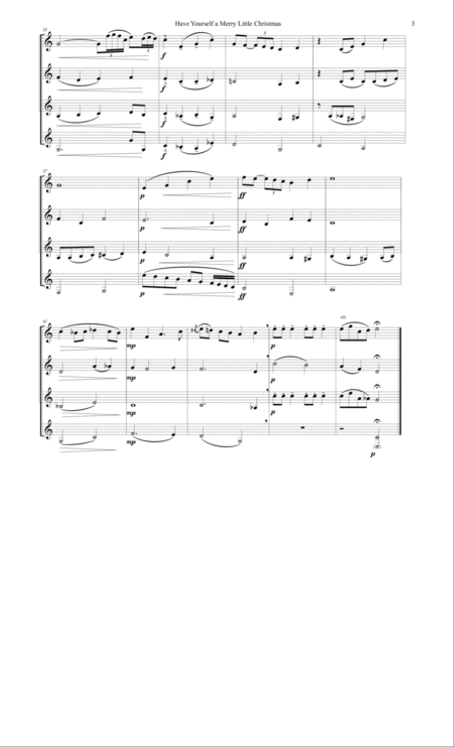 Have Yourself A Merry Little Christmas Clarinet Quartet scores gallery preview page 3