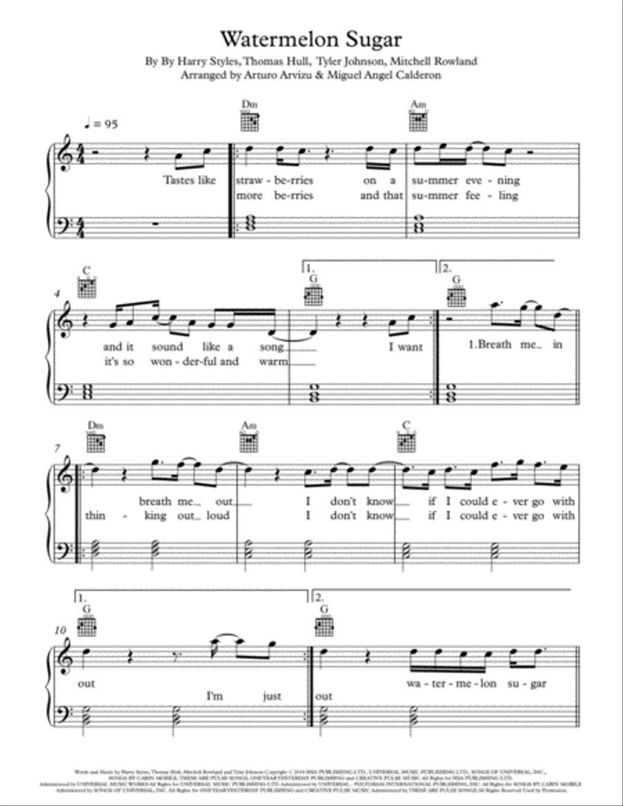 Watermelon Sugar Voice scores gallery preview page 1