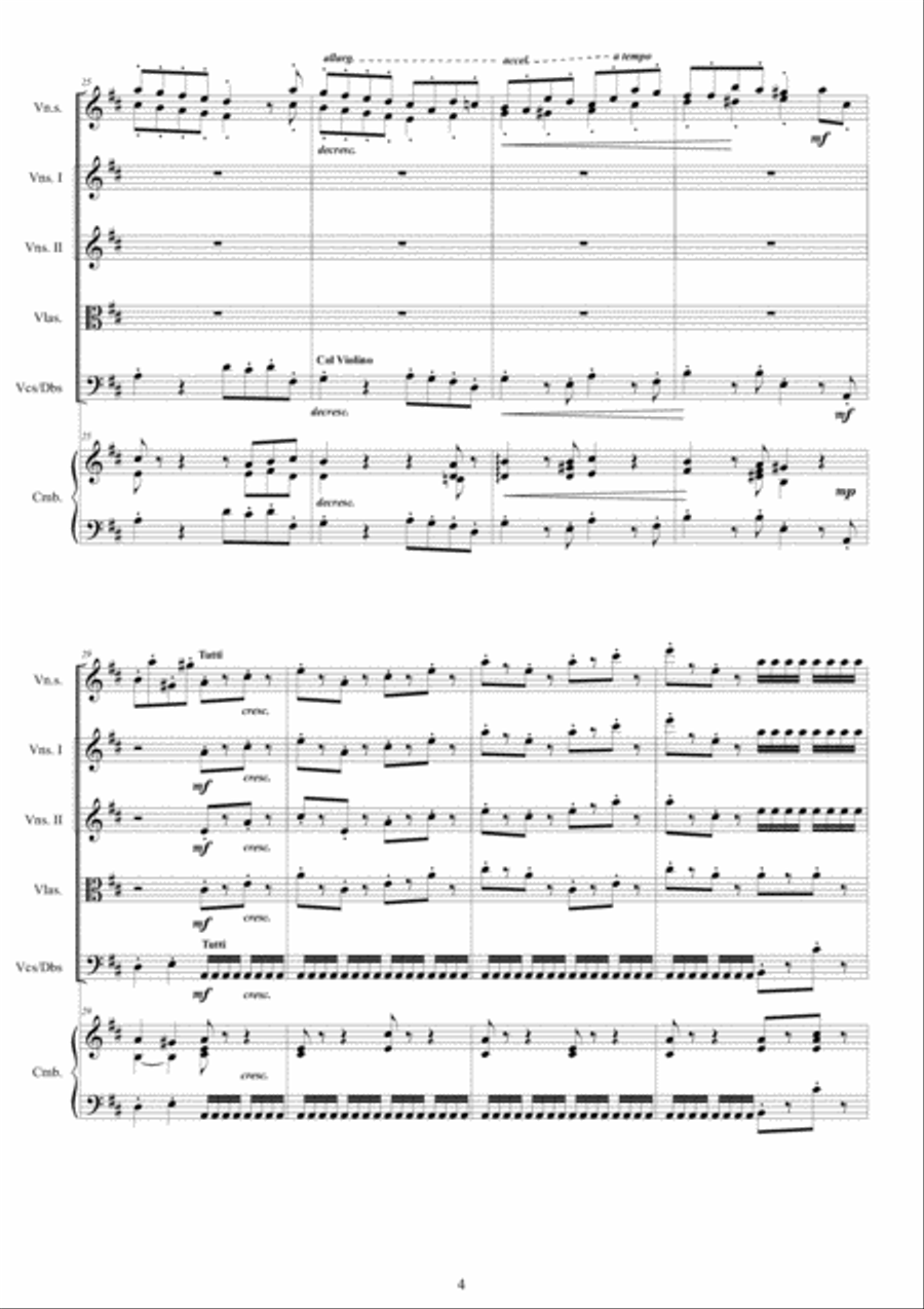 Vivaldi - Concerto No.4 in D major RV 216 Op.6 for Violin, Strings and Continuo Chamber Orchestra scores gallery preview page 4