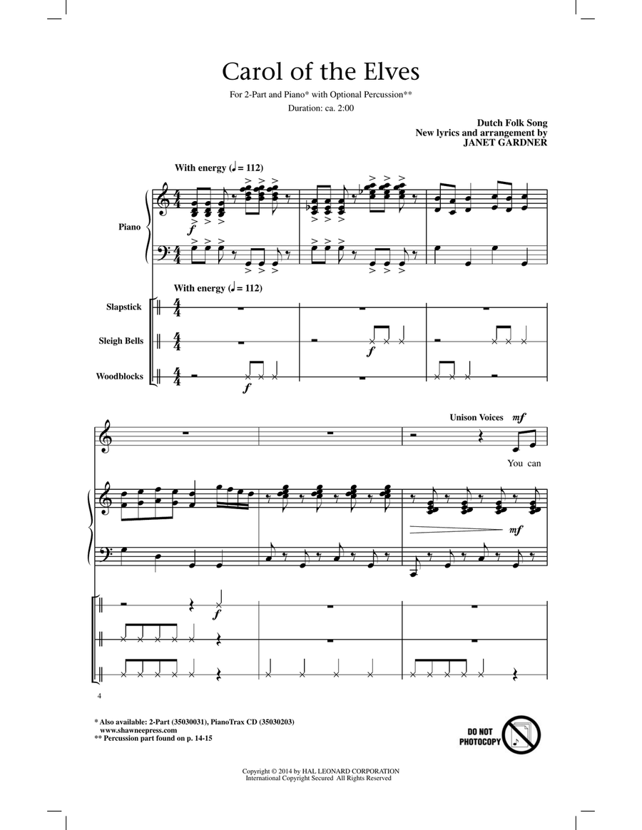 Carol Of The Elves Carol Of The Elves 2-Part scores gallery preview page 1