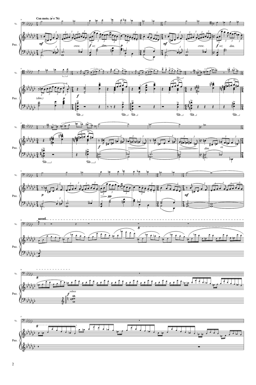 Rachmaninoff Moments Musicaux Op.16 (No. 1) - Arrangement for Cello and Piano Chamber Music scores gallery preview page 2