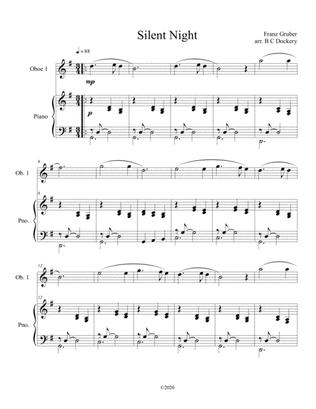 Silent Night (oboe solo) with optional piano accompaniment