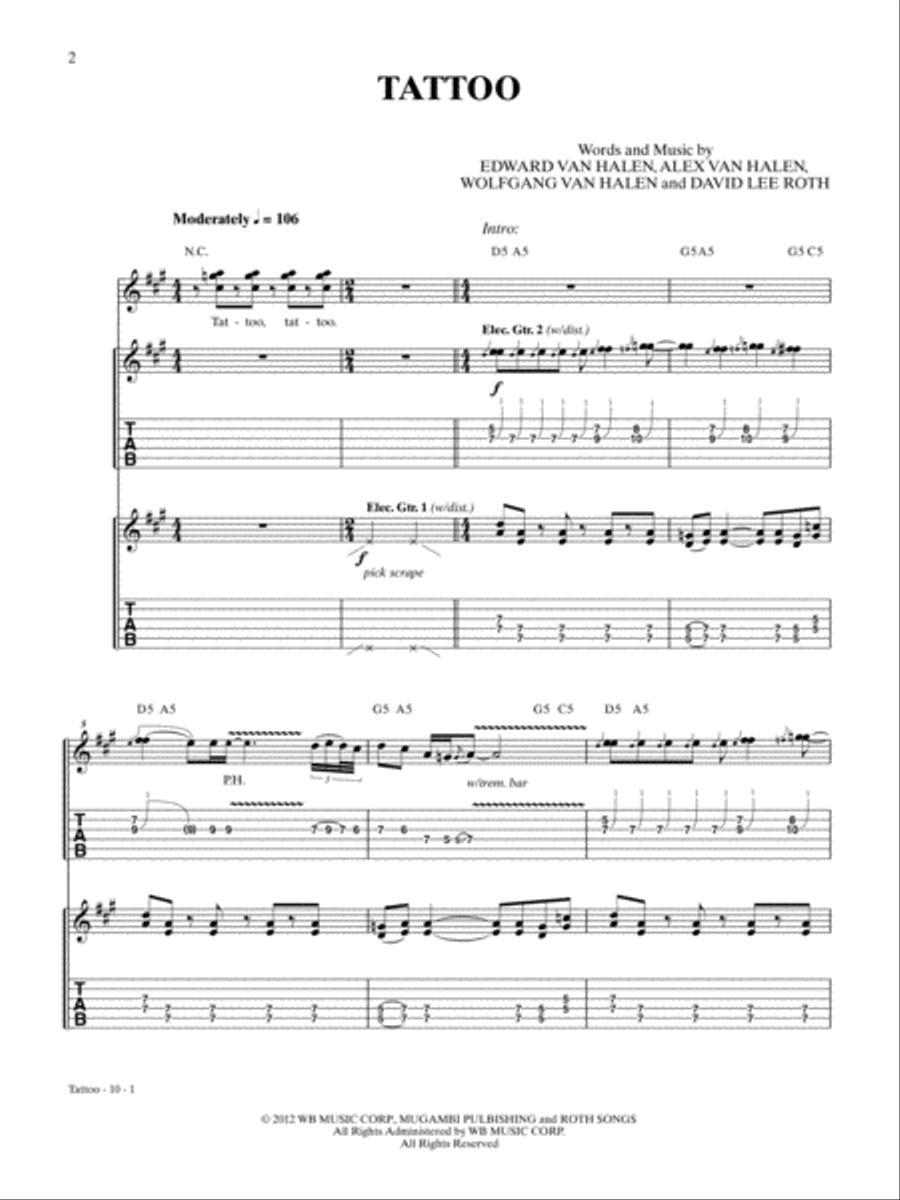 Tattoo Guitar Tablature scores gallery preview page 1