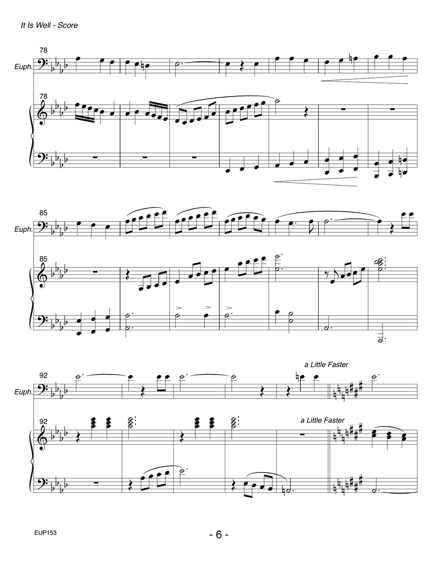 IT IS WELL WITH MY SOUL - EUPHONIUM (Trombone) SOLO with Piano Accompaniment Brass Duet scores gallery preview page 6