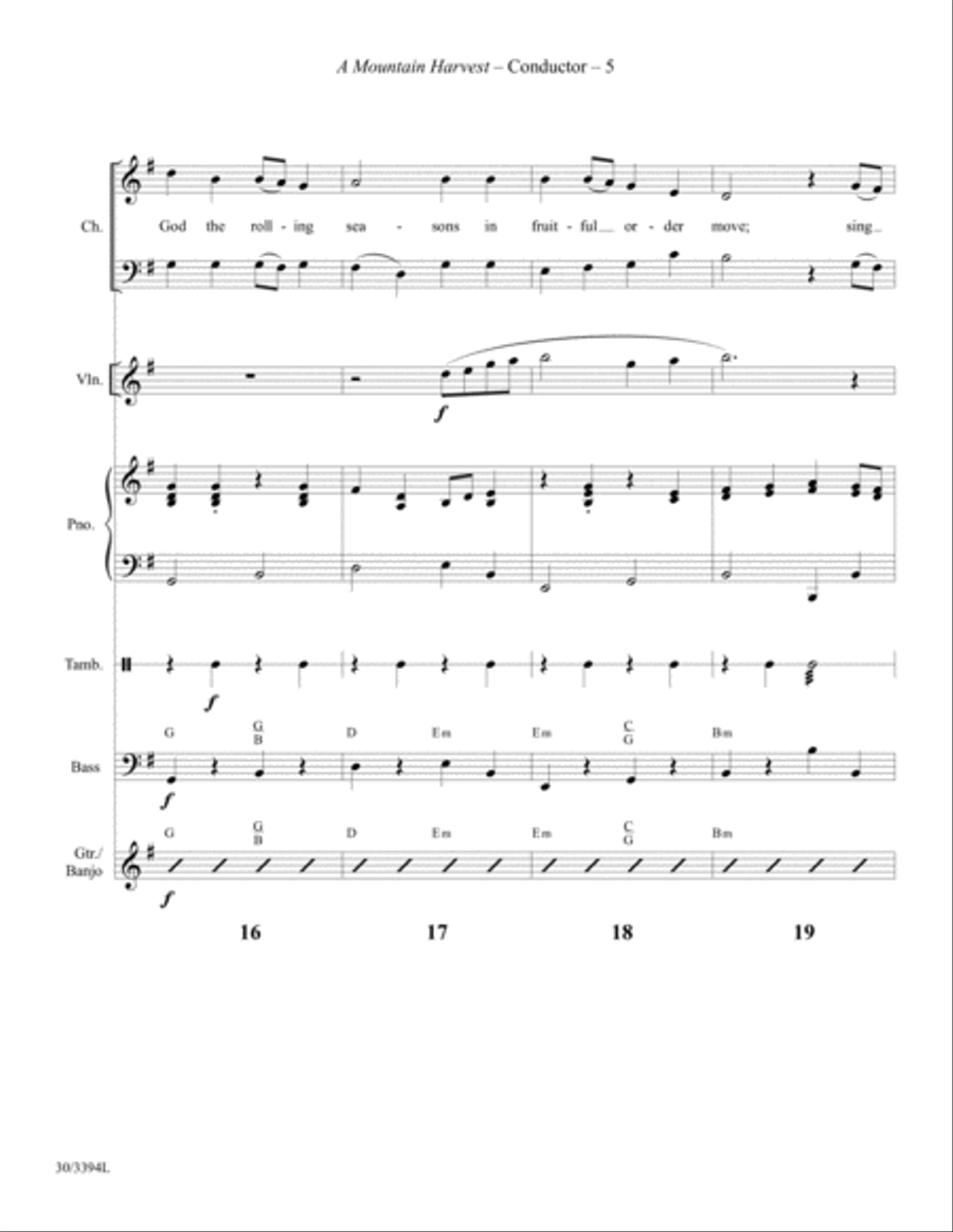 A Mountain Harvest - Instrumental Ensemble Score and Parts Choir scores gallery preview page 7