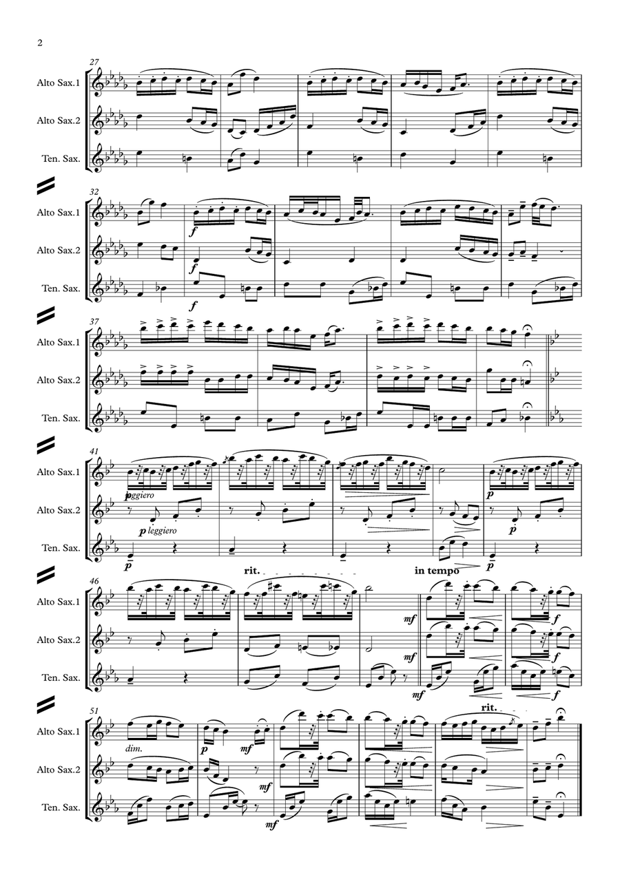 Dvorak: Humoresques Op.101 No.7 - saxophone trio Woodwind Trio scores gallery preview page 2