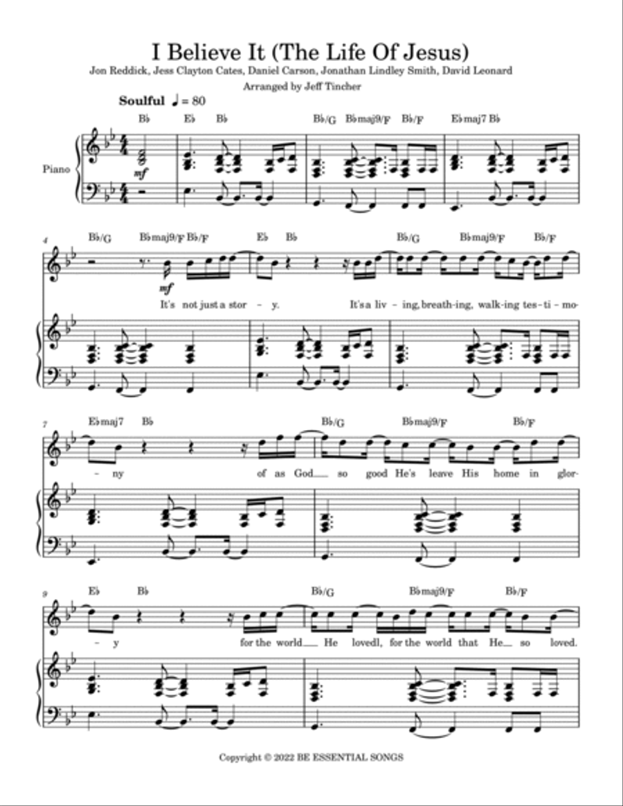 I Believe It (the Life Of Jesus) Piano, Vocal, Guitar scores gallery preview page 2