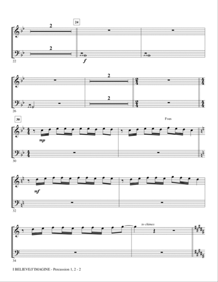 I Believe / J'Imagine - Percussion 1 & 2 Choir scores gallery preview page 2