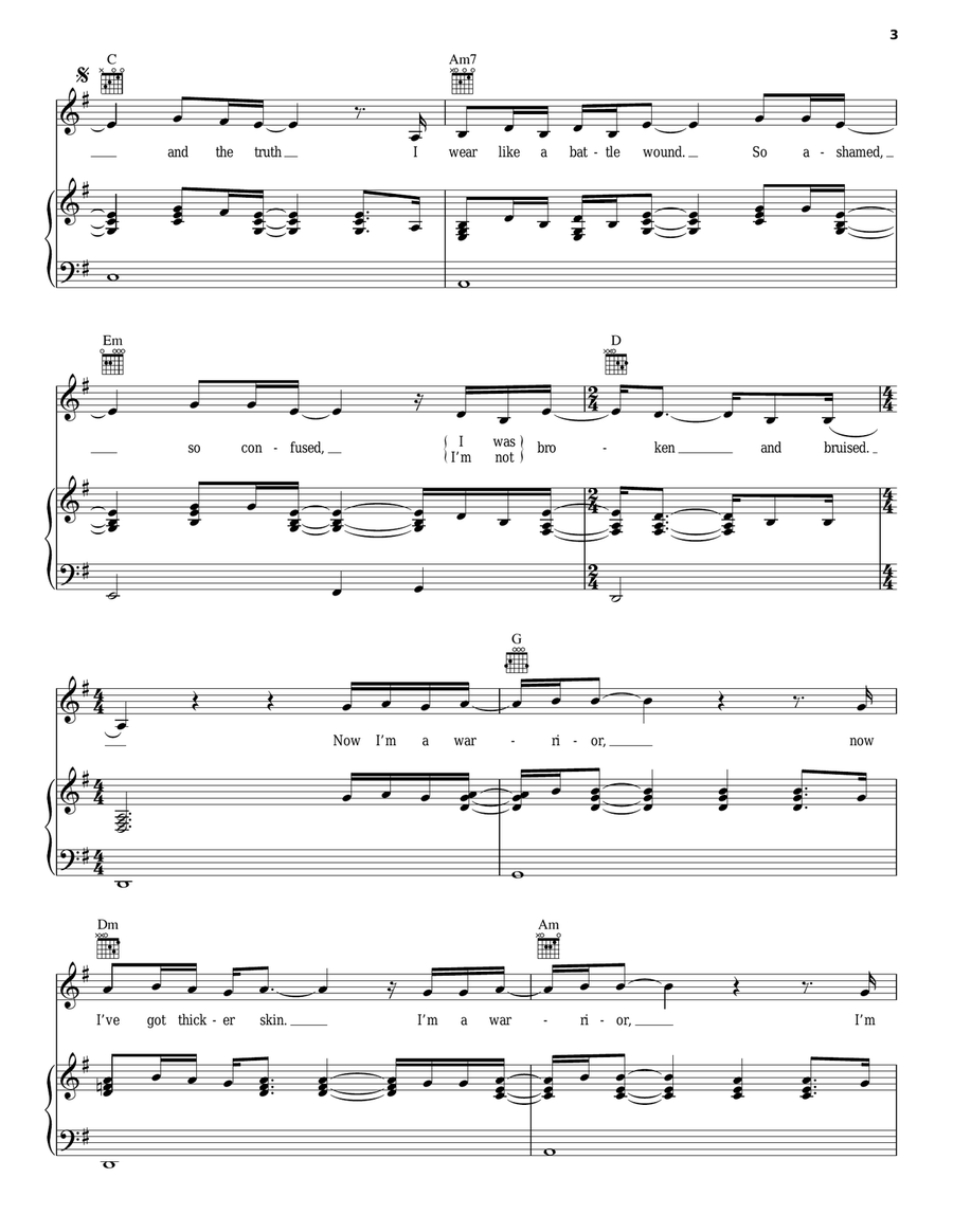 Warrior Piano, Vocal, Guitar scores gallery preview page 3