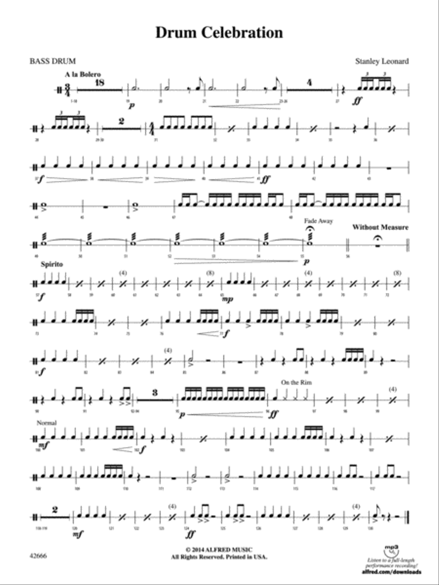 Drum Celebration: Bass Drum Percussion Ensemble scores gallery preview page 1