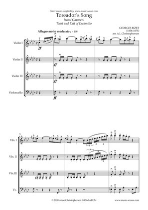 The Toreador Song from Carmen - (long version) - 3 Violins and Cello