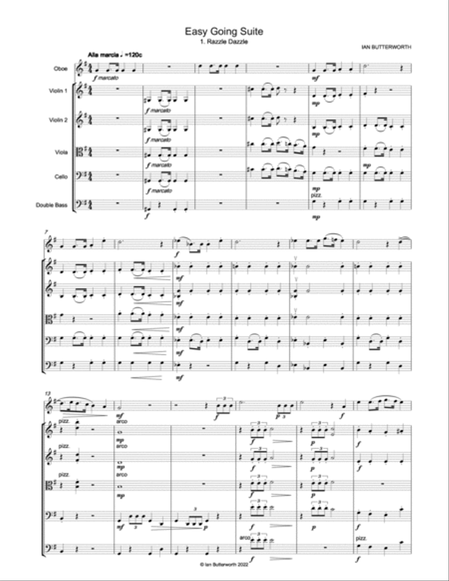 IAN BUTTERWORTH Easy Going Suite for oboe and strings Oboe scores gallery preview page 2