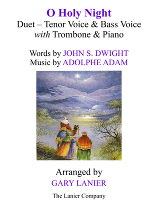 O HOLY NIGHT (Duet - Tenor Voice, Bass Voice with Trombone & Piano - Score & Parts included)